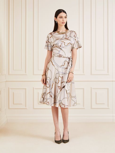 Robe Marciano Crème Imprimée Sur L'ensemble Guess