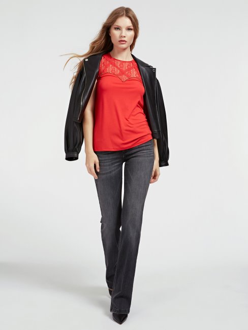 Haut Avec Empiècement En Dentelle Guess Rouge
