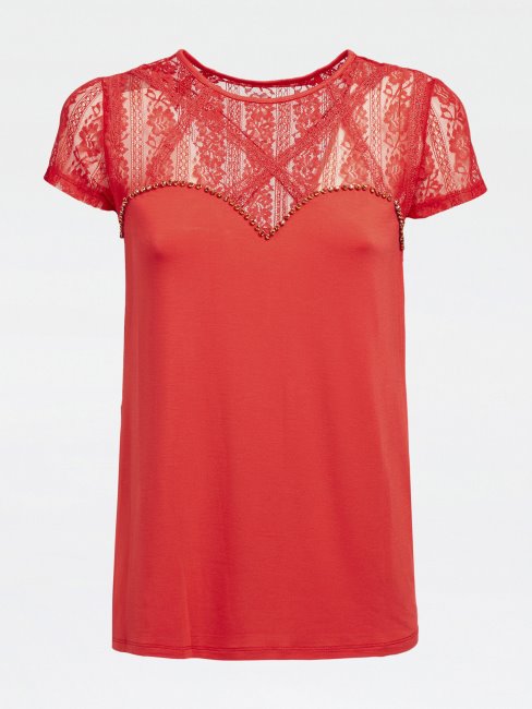 Haut Avec Empiècement En Dentelle Guess Rouge