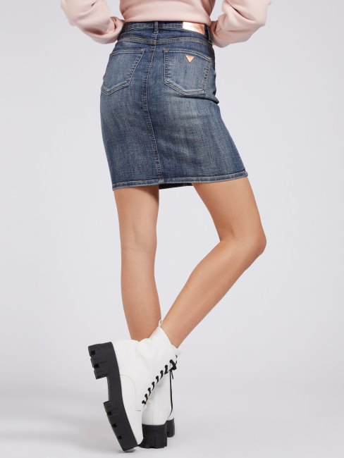 Guess Jupe En Jean Bleue à Boutons Apparents