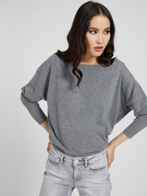 Pull En Cachemire Mélangé Gris Guess