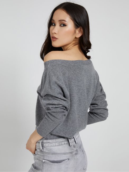 Pull En Cachemire Mélangé Gris Guess