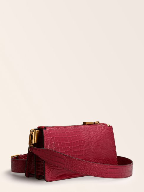 Mini Sac à Bandoulière Imprimé Croco Raphie Guess Violet