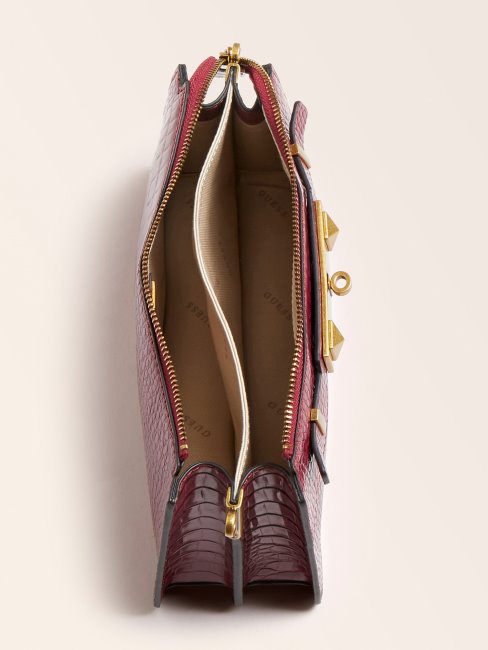 Mini Sac à Bandoulière Imprimé Croco Raphie Guess Violet