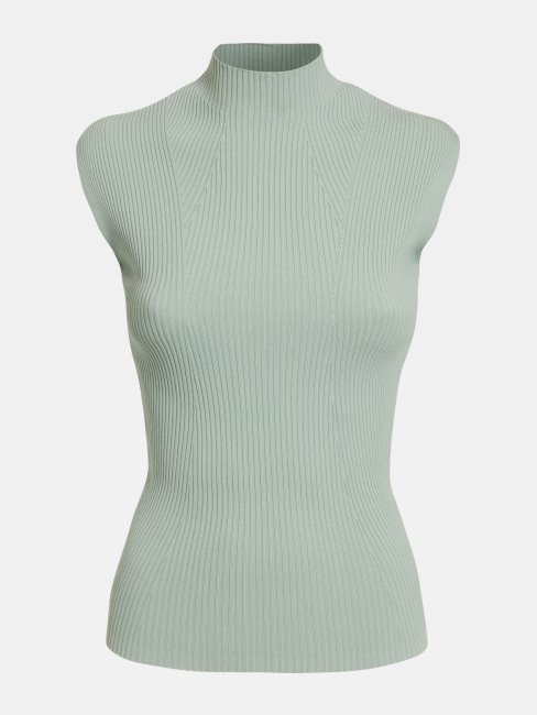 Guess Chandail Débardeur à Col Roulé Bleu Sarcelle