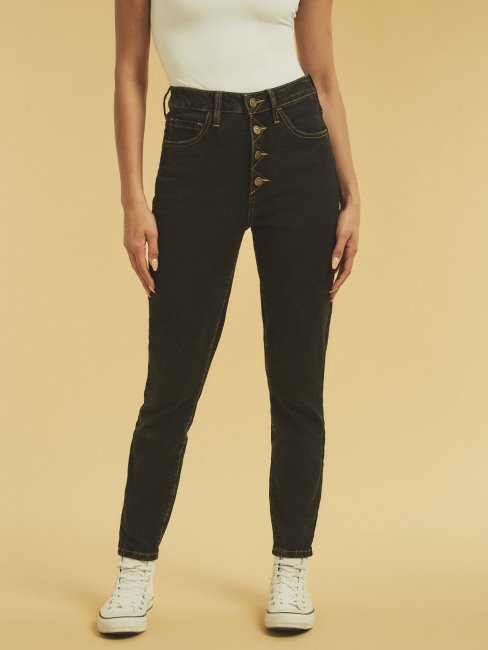 Guess Skinny Bouton Denim Pantalon Noir