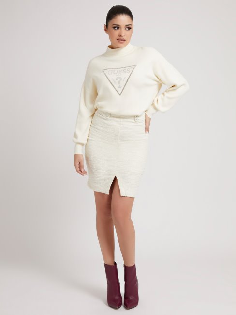 Jupe Mi-longue En Tweed Cream Guess