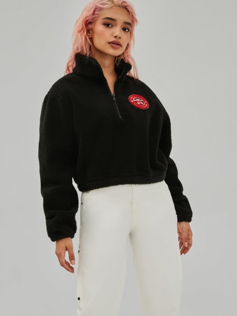 Guess Sweat Court Noir à Logo Sur Le Devant