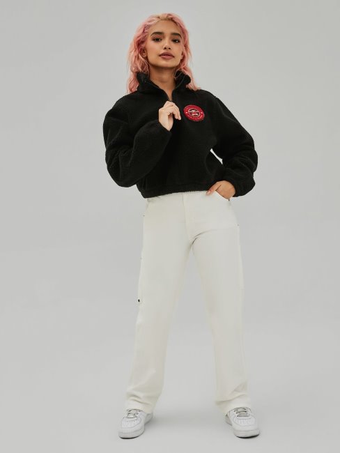 Guess Sweat Court Noir à Logo Sur Le Devant