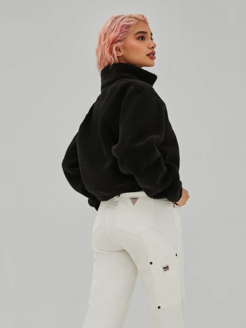 Guess Sweat Court Noir à Logo Sur Le Devant