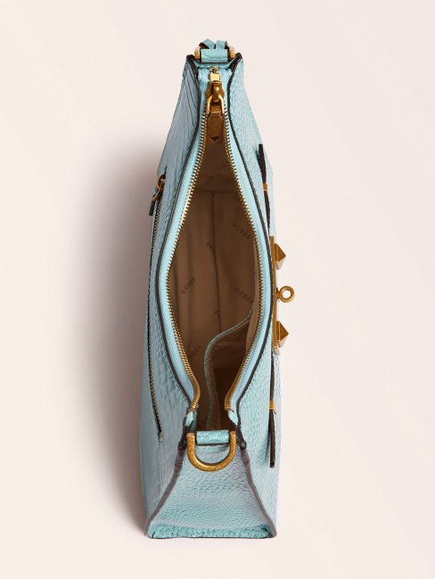 Sac Porté épaule Imprimé Croco Raphie Guess Bleu Clair