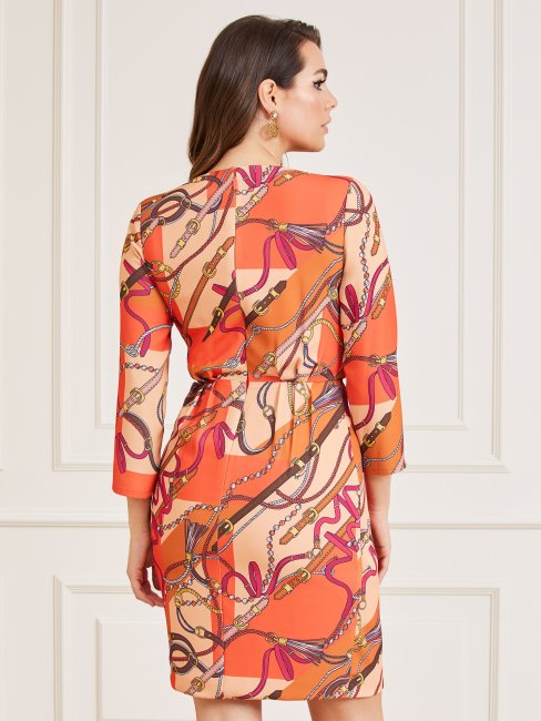 Guess Nuances D'orange Robe Marciano Imprimée Sur L'ensemble