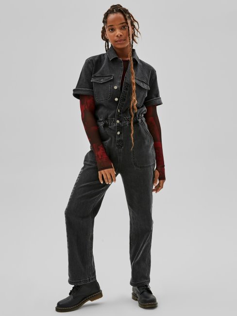 Combinaison En Jean Coupe Relax Noir Guess