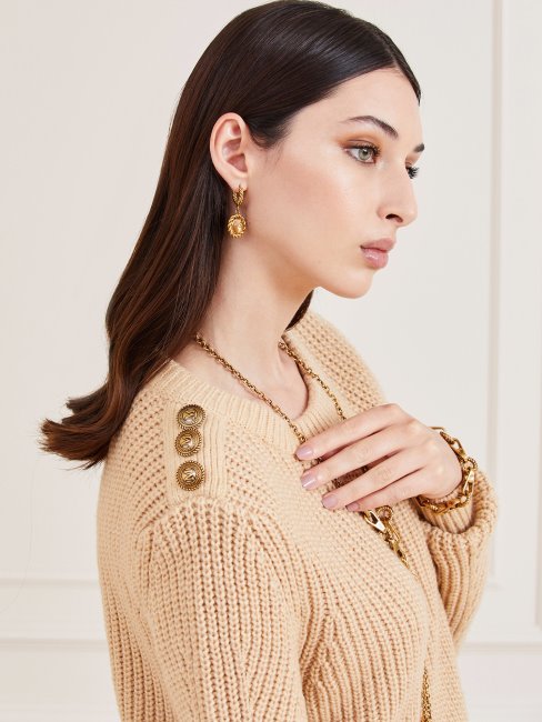 Pull Guess Marciano En Laine Mélangée Beige