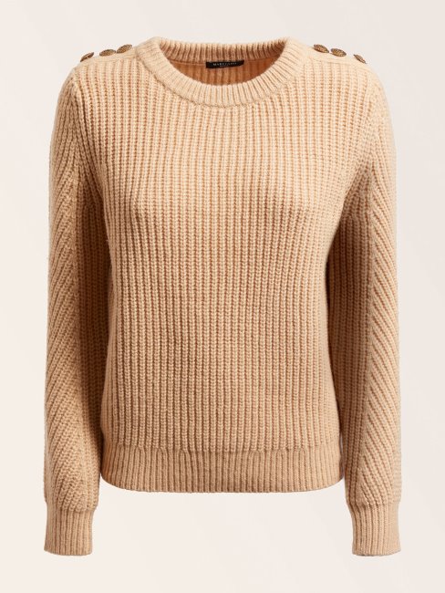 Pull Guess Marciano En Laine Mélangée Beige