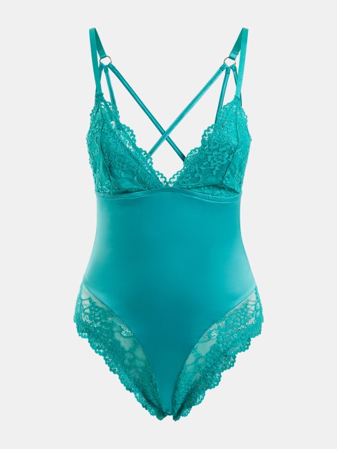 Guess Body En Satin Dentelle Bleu Clair