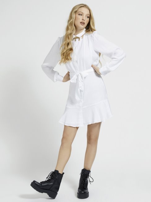 Robe Chemisier Ceinturée Blanche Guess