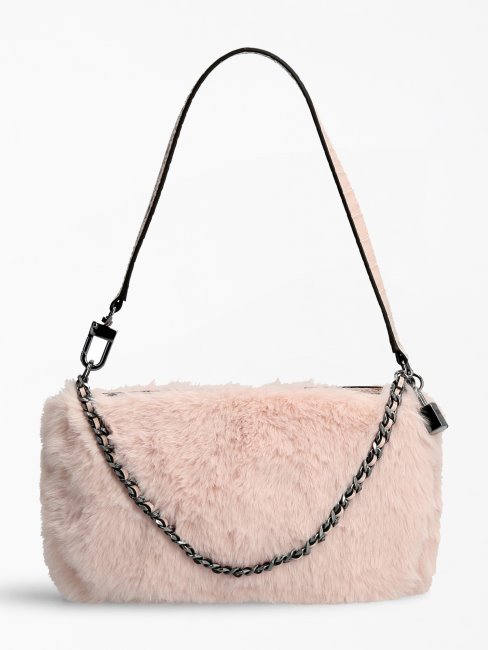 Sac Porté épaule En Fausse Fourrure Rose Guess Katey