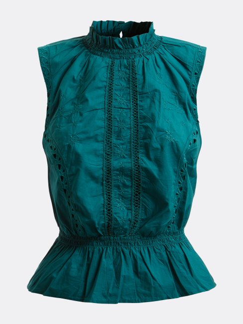 Haut En Coton Broderie Pétrole Guess