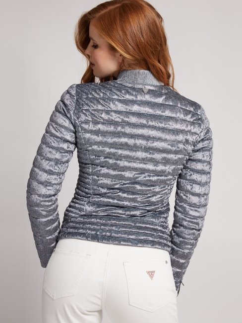 Veste Slim Matelassée Velours Guess Gris Clair