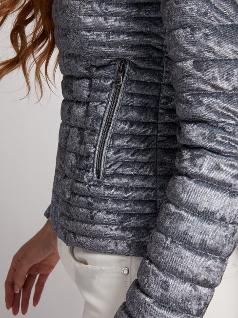 Veste Slim Matelassée Velours Guess Gris Clair