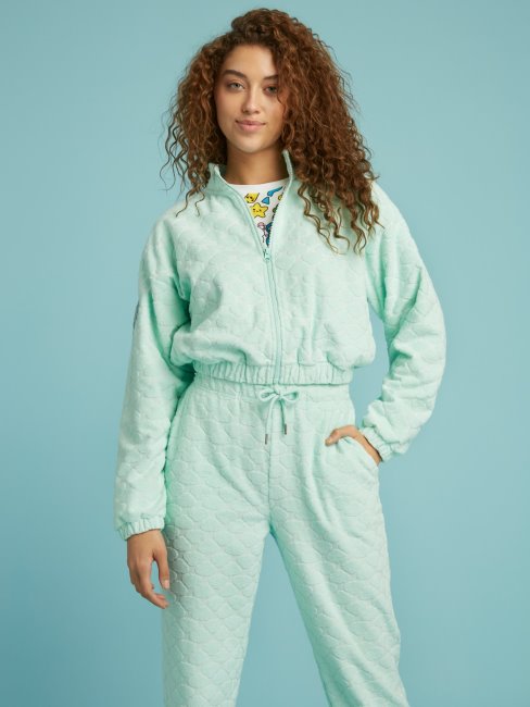 Sweat Crop Bleu Imprimé Guess All-over