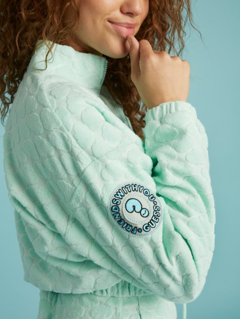 Sweat Crop Bleu Imprimé Guess All-over