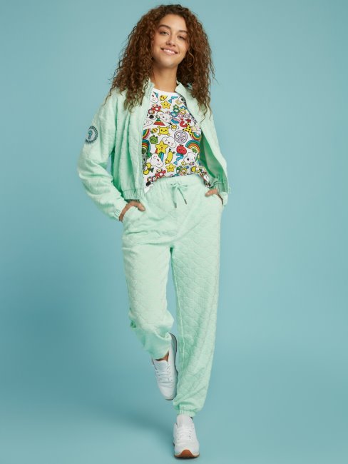 Sweat Crop Bleu Imprimé Guess All-over