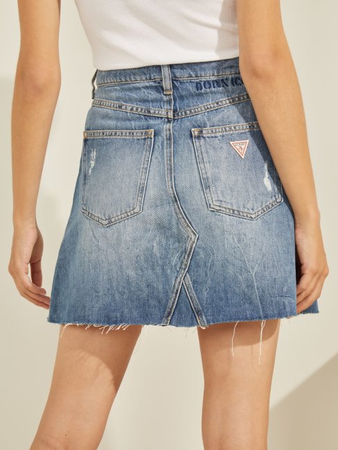 Guess Jupe En Jean Coupe A-ligne Bleu