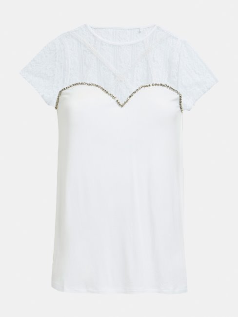 Haut Avec Empiècement En Dentelle Guess Blanc