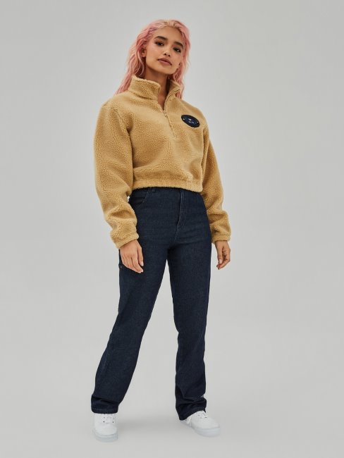 Sweat Crop à Logo Sur Le Devant Guess Beige