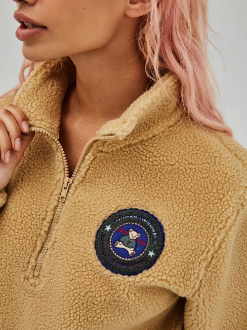 Sweat Crop à Logo Sur Le Devant Guess Beige