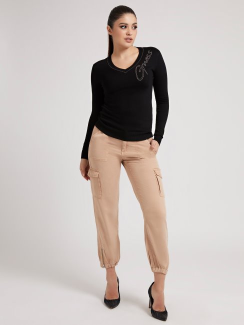 Pull Logo Brodé Guess Noir