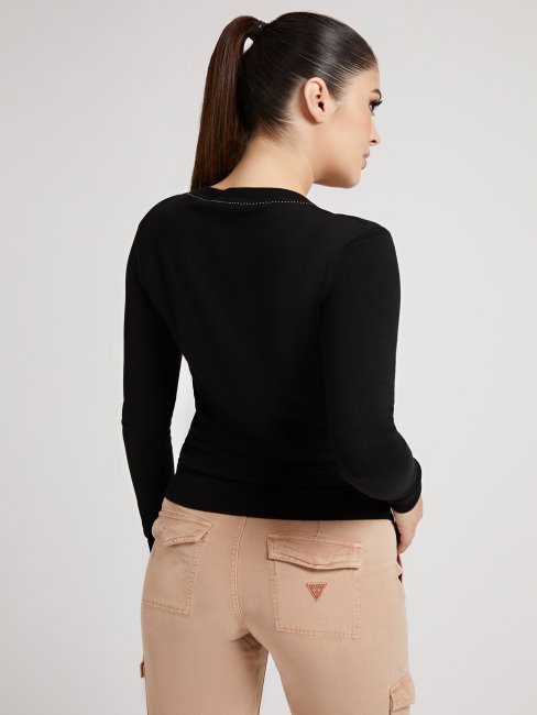 Pull Logo Brodé Guess Noir