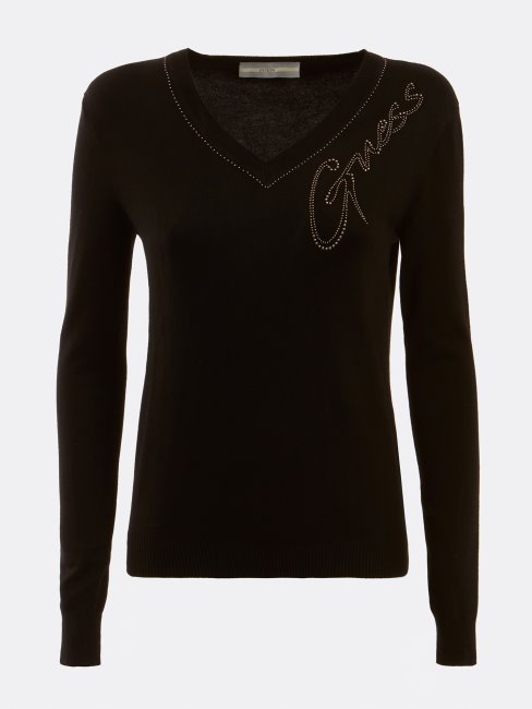 Pull Logo Brodé Guess Noir