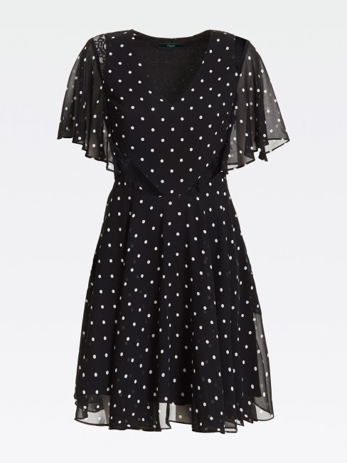 Guess Robe Trapèze Imprimée Sur L'ensemble Noir Multi