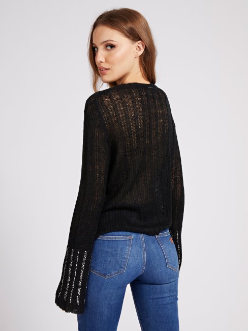 Pull Col Bateau Strass Noir Guess