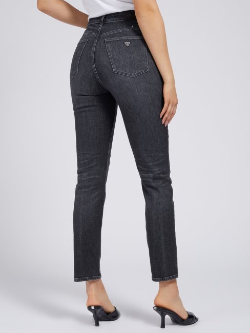 Guess Pantalon Denim Coupe Décontractée Abrasions Gris