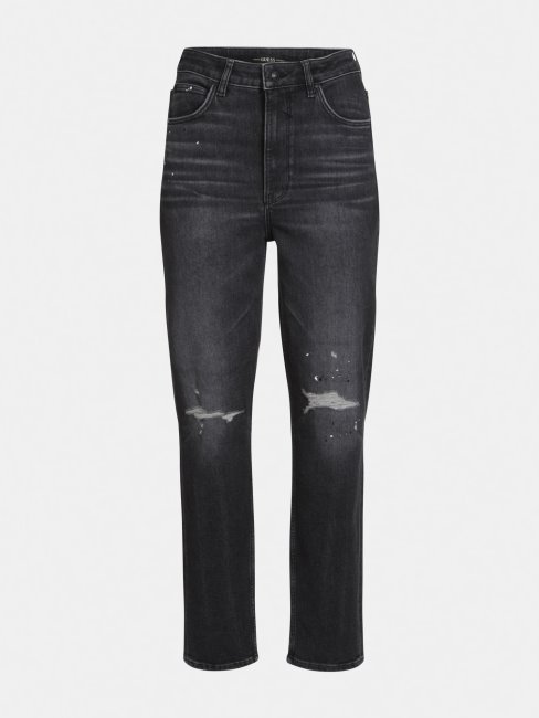 Guess Pantalon Denim Coupe Décontractée Abrasions Gris