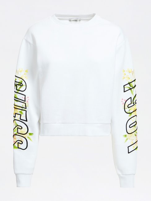 Sweat à Logo Brodé Guess Blanc