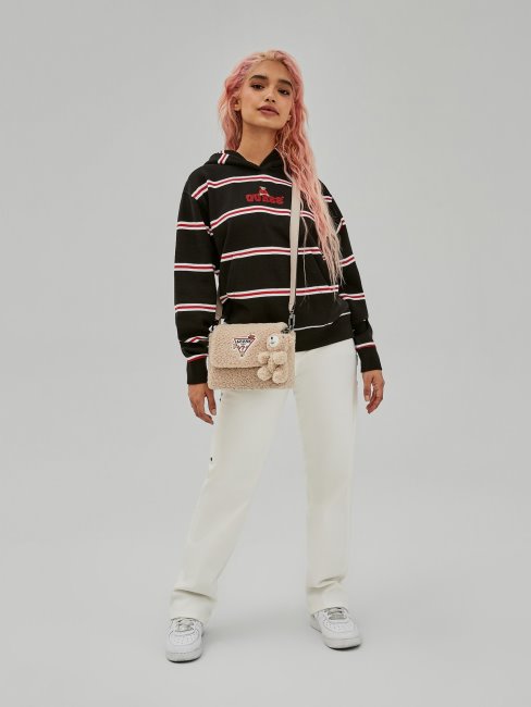 Guess Noir à Capuche à Imprimé Multi-rayures