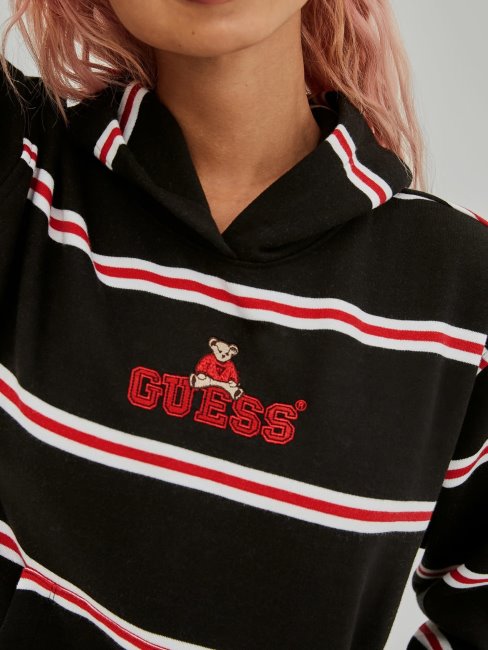 Guess Noir à Capuche à Imprimé Multi-rayures