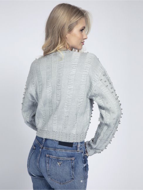 Pull à Appliqué Bijoux Gris Guess