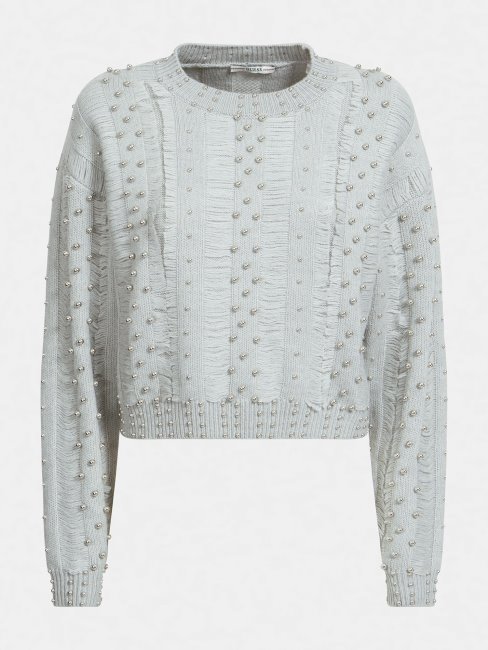 Pull à Appliqué Bijoux Gris Guess