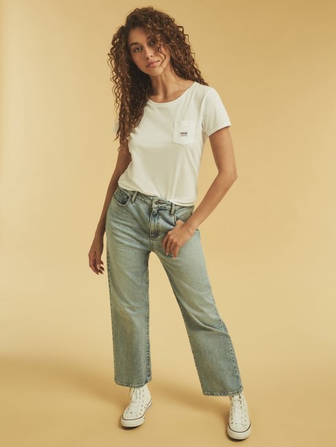 T-shirt Guess Blanc Poche Devant