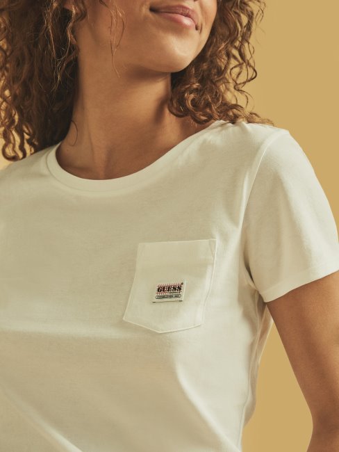 T-shirt Guess Blanc Poche Devant
