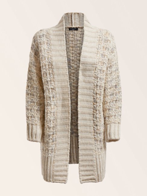 Cardigan En Laine Mélangée Marciano Crème Guess