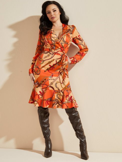 Robe Imprimée Marciano Sur L'ensemble Devinez Les Nuances D'orange