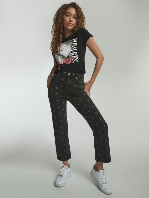 Guess Top Court Imprimé Placé Noir