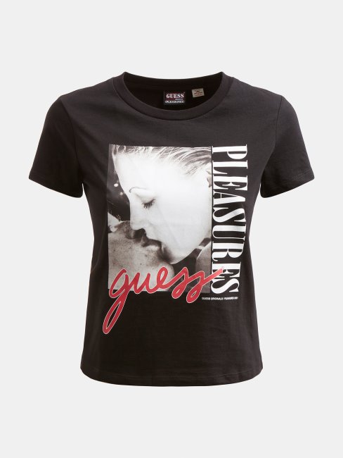Guess Top Court Imprimé Placé Noir